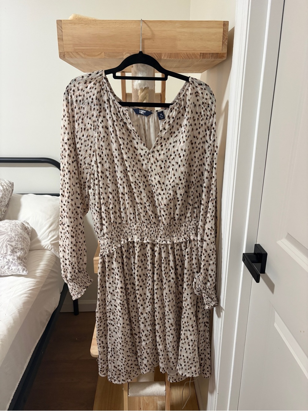 Lands' End Plus Size Chiffon Clip Dot Dress